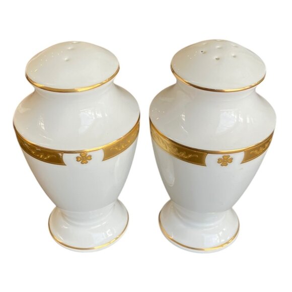 VTG Lenox Landmark Gold Classic Collection Laurel Band Salt & Pepper Set - Picture 8 of 16